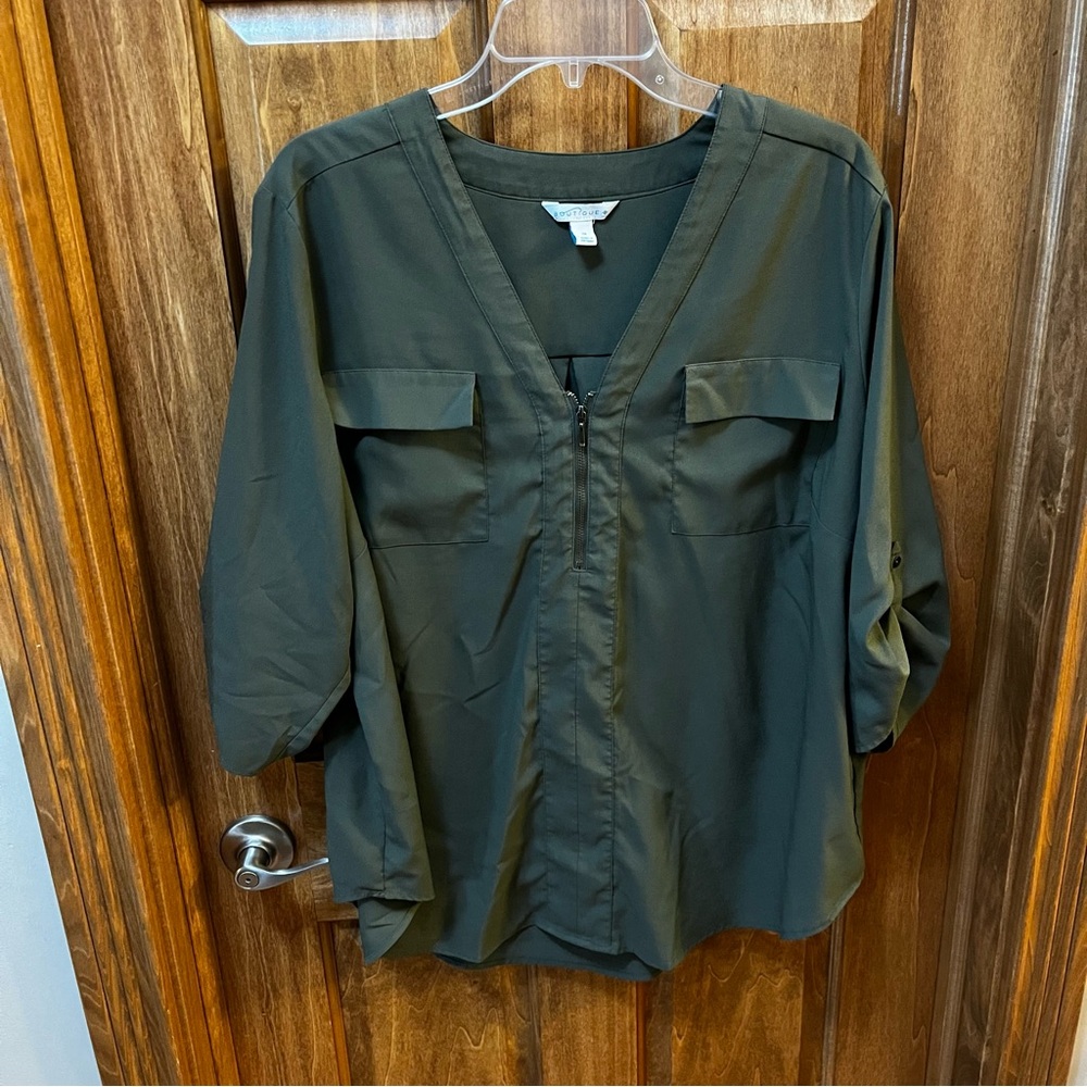 Women’s Boutique Olive Green Blouse 1X
